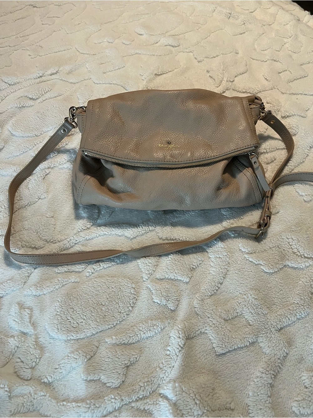 kate spade Taupe Pebbled Leather Crossbody Bag